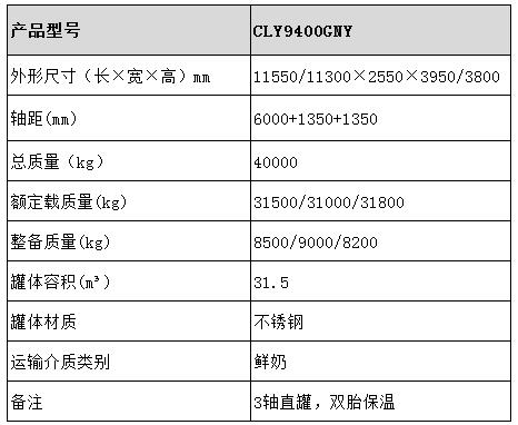 鲜奶运输车型号参数表图